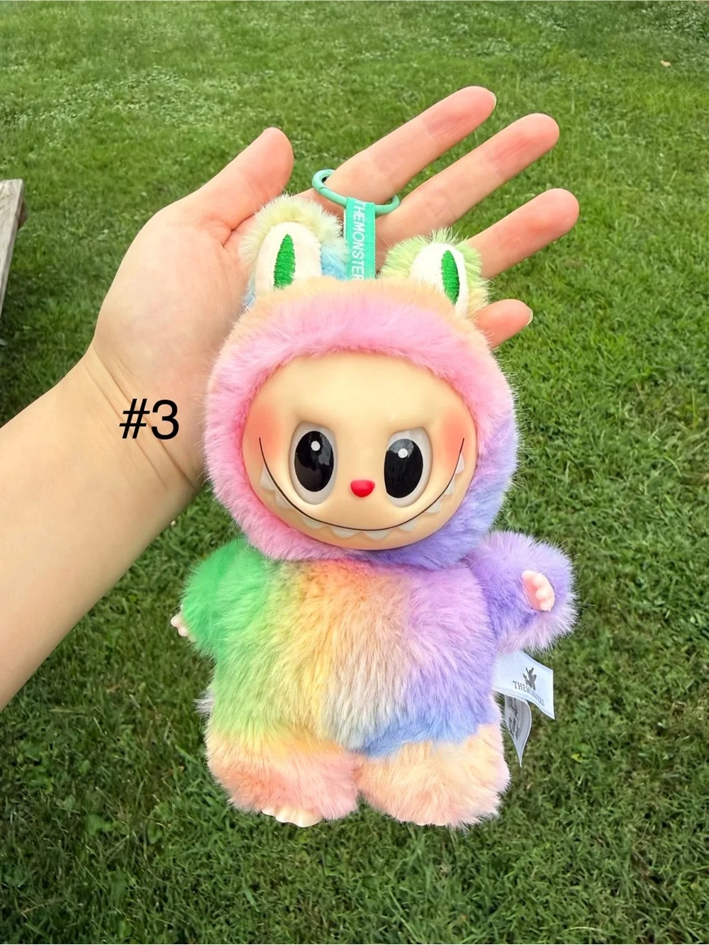 Plush Pastel Rainbow Labubu Bunny Small Pet Toy Keychain Charm not from Pop Mart